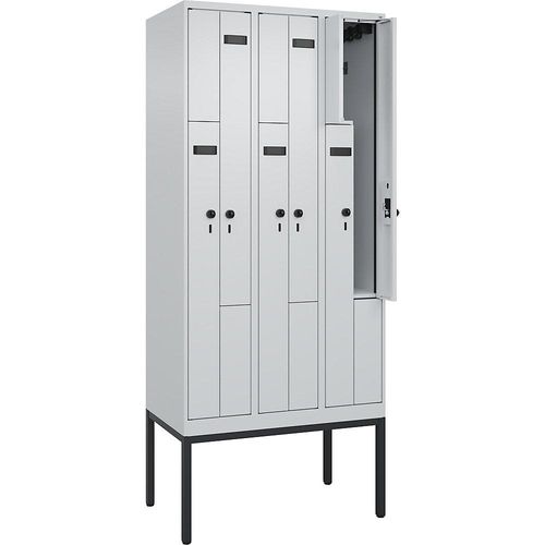 4068192908654 - Z-Spind Evolo PLUS 3 Abteile lichtgrau B 900 mm 6 Fächer mit schmalen Füßen Sicherheits-Drehriegel kaiserkraft 4068192908654 - Z-Spind Evolo PLUS 3 Abteile lichtgrau B 900 mm 6 Fächer mit schmalen Füßen Sicherheits-Drehriegel kaiserkraft