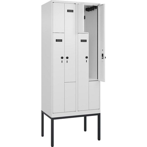 4068192935643 - Z-Spind Evolo PLUS 2 Abteile weiß B 800 mm 4 Fächer mit schmalen Füßen Sicherheits-Drehriegel kaiserkraft 4068192935643 - Z-Spind Evolo PLUS 2 Abteile weiß B 800 mm 4 Fächer mit schmalen Füßen Sicherheits-Drehriegel kaiserkraft