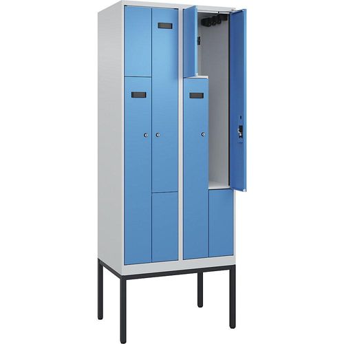 4068192979852 - Z-Spind Evolo PLUS 2 Abteile lichtgrau lichtblau B 800 mm 4 Fächer mit schmalen Füßen Zylinderschloss kaiserkraft 4068192979852 - Z-Spind Evolo PLUS 2 Abteile lichtgrau lichtblau B 800 mm 4 Fächer mit schmalen Füßen Zylinderschloss kaiserkraft