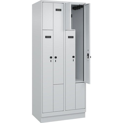 4068192602101 - Z-Spind Evolo PLUS 2 Abteile lichtgrau B 800 mm 4 Fächer mit Bodensockel Sicherheits-Drehriegel kaiserkraft