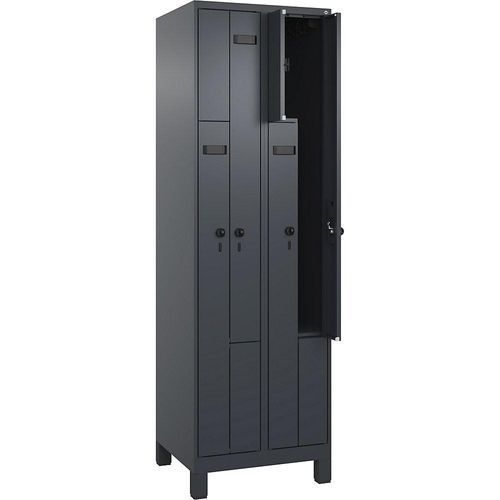 4068192625759 - Z-Spind Evolo PLUS 2 Abteile grau B 600 mm 4 Fächer mit breiten Füßen Sicherheits-Drehriegel kaiserkraft