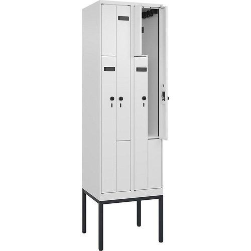 4068192933755 - Z-Spind Evolo PLUS 2 Abteile weiß B 600 mm 4 Fächer mit schmalen Füßen Sicherheits-Drehriegel kaiserkraft