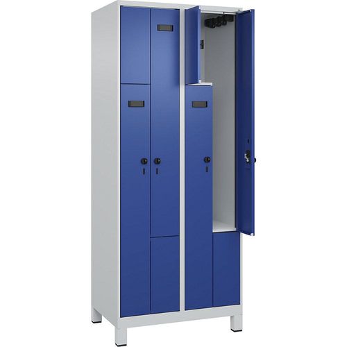 4068192607762 - Z-Spind Evolo PLUS 2 Abteile lichtgrau   enzianblau B 800 mm 4 Fächer mit breiten Füßen Sicherheits-Drehriegel kaiserkraft