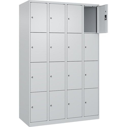 4068192008323 - 4er-Schließfachschrank Evolo PLUS 4 Abteile lichtgrau B 1200 mm 16 Fächer mit Bodengleitern Zylinderschloss kaiserkraft