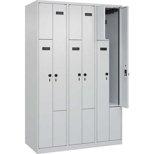 4068192606659 - Z-Spind Evolo PLUS 3 Abteile lichtgrau B 1200 mm 6 Fächer mit Bodengleitern Sicherheits-Drehriegel kaiserkraft