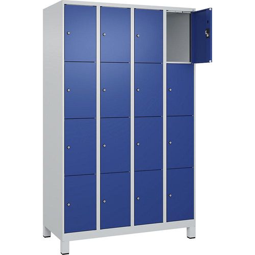 4068192018155 - 4er-Schließfachschrank Evolo PLUS 4 Abteile lichtgrau enzianblau B 1200 mm 16 Fächer mit breiten Füßen Zylinderschloss kaiserkraft 4068192018155 - 4er-Schließfachschrank Evolo PLUS 4 Abteile lichtgrau enzianblau B 1200 mm 16 Fächer mit breiten Füßen Zylinderschloss kaiserkraft