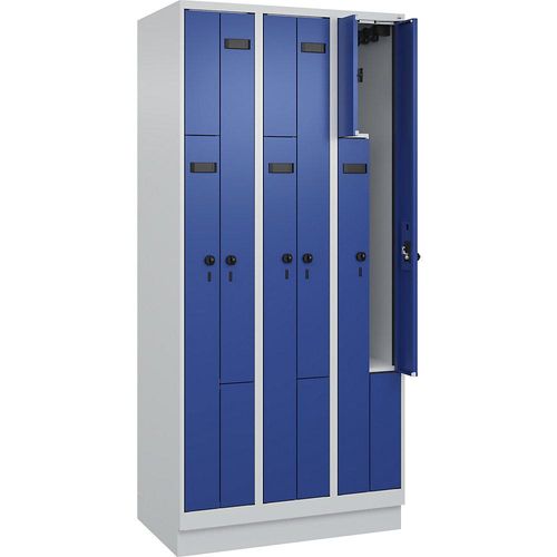 4068192607694 - Z-Spind Evolo PLUS 3 Abteile lichtgrau   enzianblau B 900 mm 6 Fächer mit Bodensockel Sicherheits-Drehriegel kaiserkraft