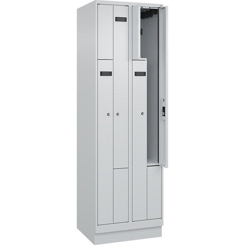 4068192702344 - Z-Spind Evolo PLUS 2 Abteile lichtgrau B 600 mm 4 Fächer mit Bodensockel Zylinderschloss kaiserkraft