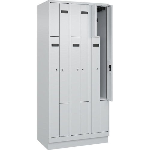 4068192702368 - Z-Spind Evolo PLUS 3 Abteile lichtgrau B 900 mm 6 Fächer mit Bodensockel Zylinderschloss kaiserkraft