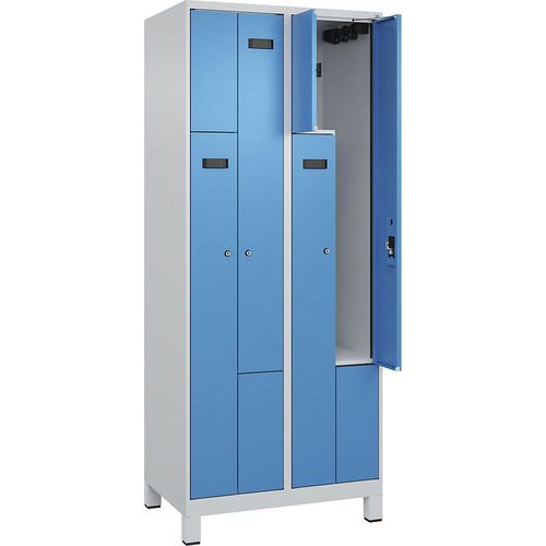 4068192681755 - Z-Spind Evolo PLUS 2 Abteile lichtgrau   lichtblau B 800 mm 4 Fächer mit breiten Füßen Zylinderschloss kaiserkraft