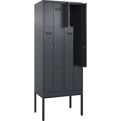 4068192988175 - Z-Spind Evolo PLUS 2 Abteile grau B 800 mm 4 Fächer mit schmalen Füßen Zylinderschloss kaiserkraft