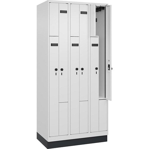 4068192652366 - Z-Spind Evolo PLUS 3 Abteile weiß B 900 mm 6 Fächer mit Bodensockel Sicherheits-Drehriegel kaiserkraft