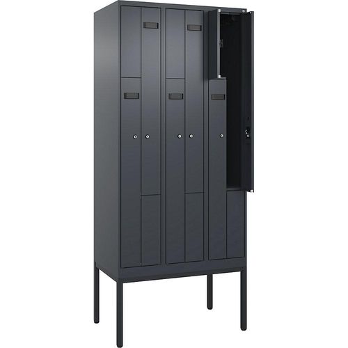 4068192987314 - Z-Spind Evolo PLUS 3 Abteile grau B 900 mm 6 Fächer mit schmalen Füßen Zylinderschloss kaiserkraft