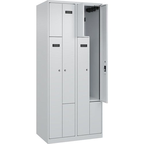 4068192831303 - Z-Spind Evolo PLUS 2 Abteile lichtgrau B 800 mm 4 Fächer mit Bodengleitern Zylinderschloss kaiserkraft