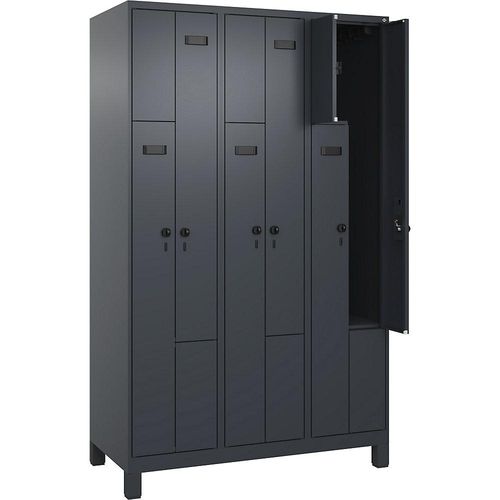 4068192626237 - Z-Spind Evolo PLUS 3 Abteile grau B 1200 mm 6 Fächer mit breiten Füßen Sicherheits-Drehriegel kaiserkraft