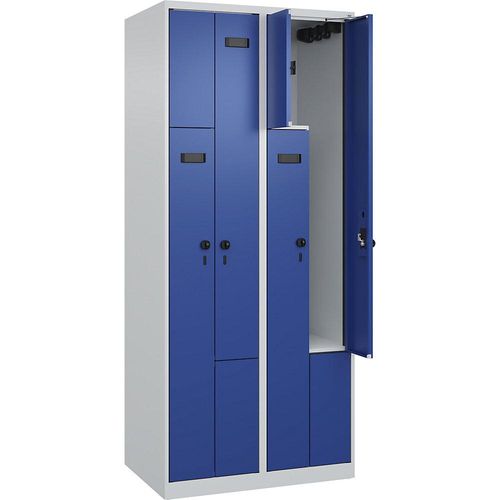 4068192610960 - Z-Spind Evolo PLUS 2 Abteile lichtgrau enzianblau B 800 mm 4 Fächer mit Bodengleitern Sicherheits-Drehriegel kaiserkraft 4068192610960 - Z-Spind Evolo PLUS 2 Abteile lichtgrau enzianblau B 800 mm 4 Fächer mit Bodengleitern Sicherheits-Drehriegel kaiserkraft