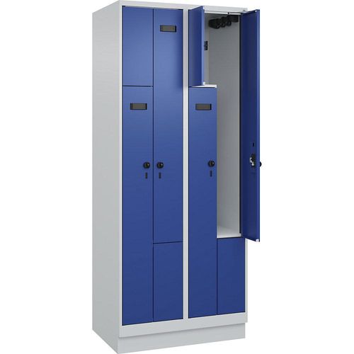 4068192607847 - Z-Spind Evolo PLUS 2 Abteile lichtgrau enzianblau B 800 mm 4 Fächer mit Bodensockel Sicherheits-Drehriegel kaiserkraft 4068192607847 - Z-Spind Evolo PLUS 2 Abteile lichtgrau enzianblau B 800 mm 4 Fächer mit Bodensockel Sicherheits-Drehriegel kaiserkraft