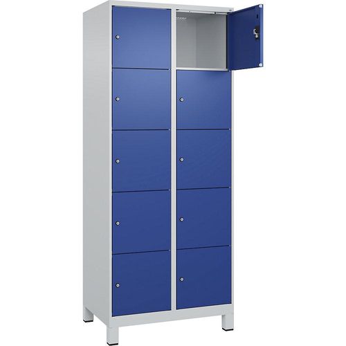 4068192014553 - 5er-Schließfachschrank Evolo PLUS 2 Abteile lichtgrau enzianblau B 800 mm 10 Fächer mit breiten Füßen Zylinderschloss kaiserkraft 4068192014553 - 5er-Schließfachschrank Evolo PLUS 2 Abteile lichtgrau enzianblau B 800 mm 10 Fächer mit breiten Füßen Zylinderschloss kaiserkraft
