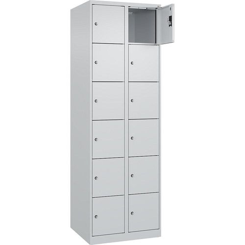 4068192003649 - 6er-Schließfachschrank Evolo PLUS 2 Abteile lichtgrau B 600 mm 12 Fächer mit Bodengleitern Zylinderschloss kaiserkraft 4068192003649 - 6er-Schließfachschrank Evolo PLUS 2 Abteile lichtgrau B 600 mm 12 Fächer mit Bodengleitern Zylinderschloss kaiserkraft