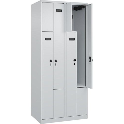 4068192606581 - Z-Spind Evolo PLUS 2 Abteile lichtgrau B 800 mm 4 Fächer mit Bodengleitern Sicherheits-Drehriegel kaiserkraft