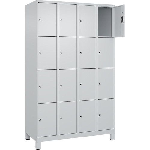 4068192018223 - 4er-Schließfachschrank Evolo PLUS 4 Abteile lichtgrau B 1200 mm 16 Fächer mit breiten Füßen Zylinderschloss kaiserkraft