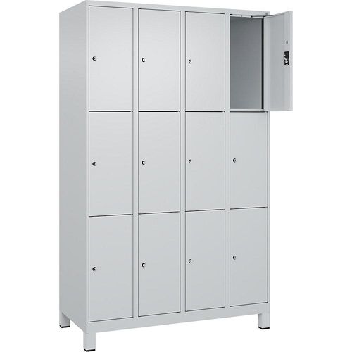 4068192017950 - 3er-Schließfachschrank Evolo PLUS 4 Abteile lichtgrau B 1200 mm 12 Fächer mit breiten Füßen Zylinderschloss kaiserkraft 4068192017950 - 3er-Schließfachschrank Evolo PLUS 4 Abteile lichtgrau B 1200 mm 12 Fächer mit breiten Füßen Zylinderschloss kaiserkraft