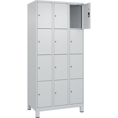 4068192015703 - 4er-Schließfachschrank Evolo PLUS 3 Abteile lichtgrau B 900 mm 12 Fächer mit breiten Füßen Zylinderschloss kaiserkraft 4068192015703 - 4er-Schließfachschrank Evolo PLUS 3 Abteile lichtgrau B 900 mm 12 Fächer mit breiten Füßen Zylinderschloss kaiserkraft