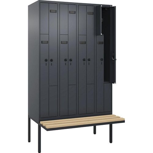 4068192920519 - Z-Spind Evolo PLUS Sitzbank 4 Abteile grau B 1200 mm Sicherheits-Drehriegel mit auskragender Sitzbank Buche kaiserkraft 4068192920519 - Z-Spind Evolo PLUS Sitzbank 4 Abteile grau B 1200 mm Sicherheits-Drehriegel mit auskragender Sitzbank Buche kaiserkraft