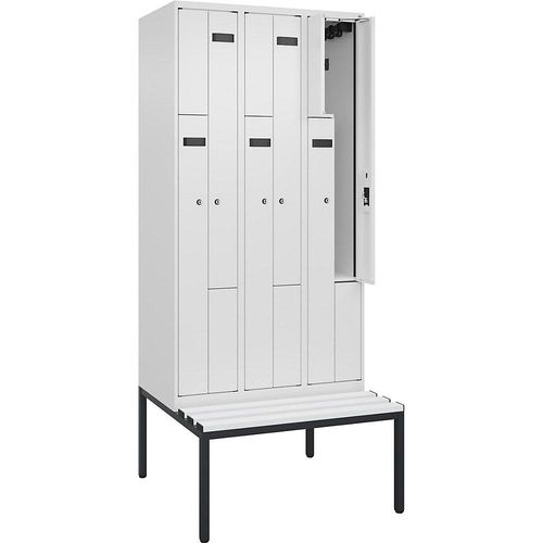 4068427112023 - Z-Spind Evolo PLUS Sitzbank 3 Abteile weiß B 900 mm Zylinderschloss mit untergebauter Sitzbank Kunststoff kaiserkraft