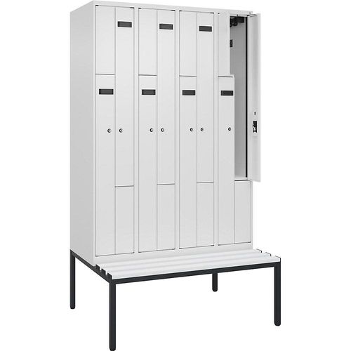 4068427113723 - Z-Spind Evolo PLUS Sitzbank 4 Abteile weiß B 1200 mm Zylinderschloss mit untergebauter Sitzbank Kunststoff kaiserkraft