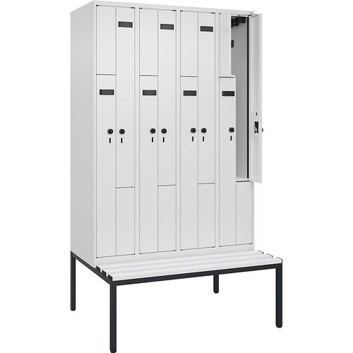 4068427113457 - Z-Spind Evolo PLUS Sitzbank 4 Abteile weiß B 1200 mm Sicherheits-Drehriegel mit untergebauter Sitzbank Kunststoff kaiserkraft