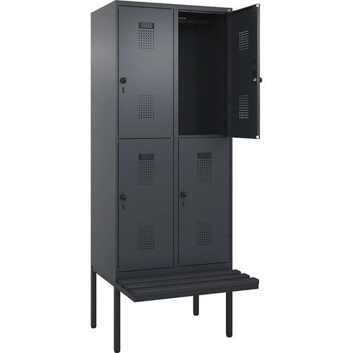 4068192368731 - Doppelstock-Spind Evolo PLUS Sitzbank 2 Abteile grau B 800 mm Sicherheits-Drehriegel mit auskragender Sitzbank Kunststoff kaiserkraft 4068192368731 - Doppelstock-Spind Evolo PLUS Sitzbank 2 Abteile grau B 800 mm Sicherheits-Drehriegel mit auskragender Sitzbank Kunststoff kaiserkraft