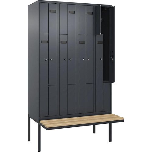 4068192987598 - Z-Spind Evolo PLUS Sitzbank 4 Abteile grau B 1200 mm Zylinderschloss mit auskragender Sitzbank Buche kaiserkraft 4068192987598 - Z-Spind Evolo PLUS Sitzbank 4 Abteile grau B 1200 mm Zylinderschloss mit auskragender Sitzbank Buche kaiserkraft