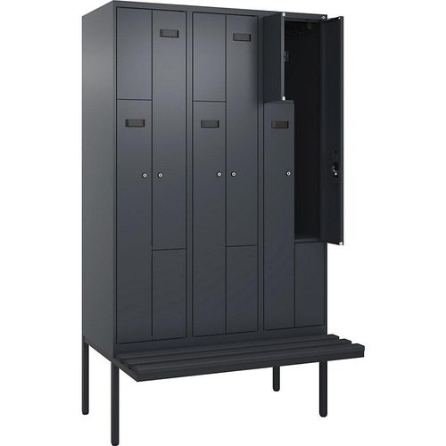4068427101218 - Z-Spind Evolo PLUS Sitzbank 3 Abteile grau B 1200 mm Zylinderschloss mit auskragender Sitzbank Kunststoff kaiserkraft