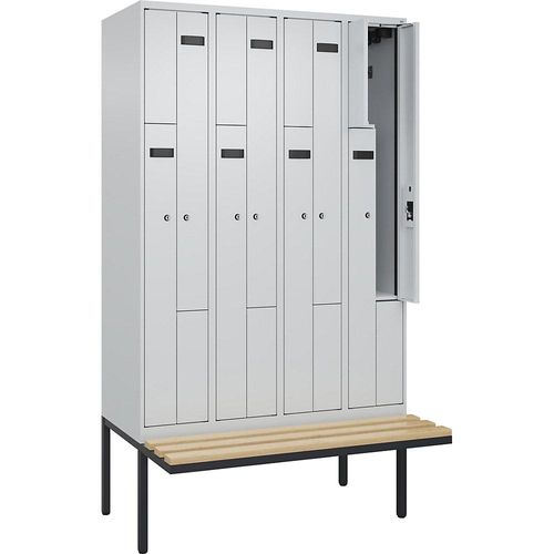 4068192976912 - Z-Spind Evolo PLUS Sitzbank 4 Abteile lichtgrau lichtgrau B 1200 mm Zylinderschloss mit auskragender Sitzbank Buche kaiserkraft 4068192976912 - Z-Spind Evolo PLUS Sitzbank 4 Abteile lichtgrau lichtgrau B 1200 mm Zylinderschloss mit auskragender Sitzbank Buche kaiserkraft