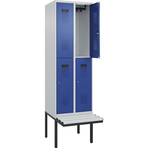 4068192388395 - Doppelstock-Spind Evolo PLUS Sitzbank 2 Abteile lichtgrau enzianblau B 600 mm Zylinderschloss mit auskragender Sitzbank Kunststoff kaiserkraft 4068192388395 - Doppelstock-Spind Evolo PLUS Sitzbank 2 Abteile lichtgrau enzianblau B 600 mm Zylinderschloss mit auskragender Sitzbank Kunststoff kaiserkraft