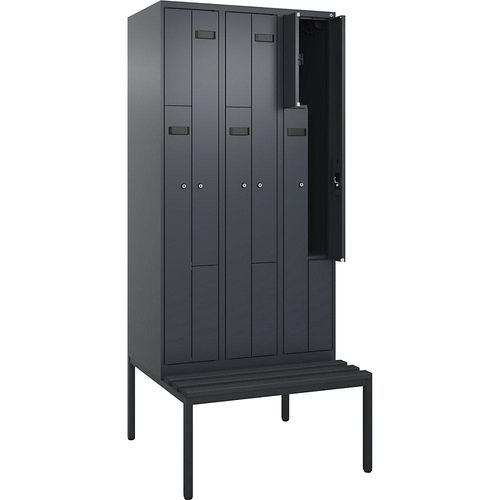 4068427111989 - Z-Spind Evolo PLUS Sitzbank 3 Abteile grau B 900 mm Zylinderschloss mit untergebauter Sitzbank Kunststoff kaiserkraft
