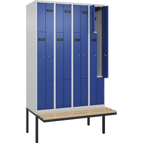 4068192972747 - Z-Spind Evolo PLUS Sitzbank 4 Abteile lichtgrau enzianblau B 1200 mm Zylinderschloss mit auskragender Sitzbank Buche kaiserkraft 4068192972747 - Z-Spind Evolo PLUS Sitzbank 4 Abteile lichtgrau enzianblau B 1200 mm Zylinderschloss mit auskragender Sitzbank Buche kaiserkraft