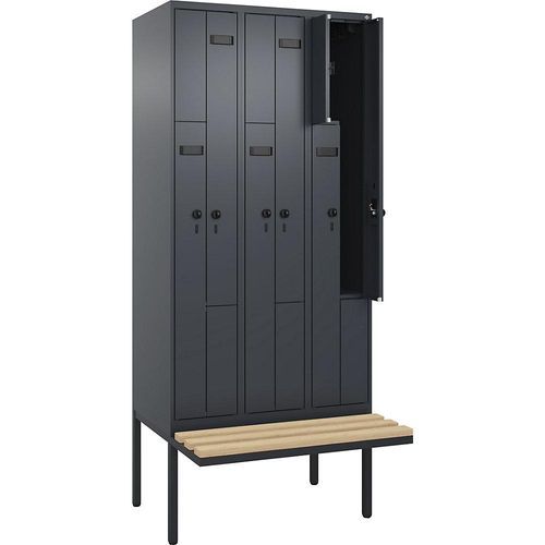 4068192920083 - Z-Spind Evolo PLUS Sitzbank 3 Abteile grau B 900 mm Sicherheits-Drehriegel mit auskragender Sitzbank Buche kaiserkraft 4068192920083 - Z-Spind Evolo PLUS Sitzbank 3 Abteile grau B 900 mm Sicherheits-Drehriegel mit auskragender Sitzbank Buche kaiserkraft