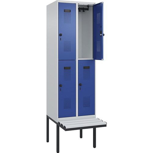 4068192357414 - Doppelstock-Spind Evolo PLUS Sitzbank 2 Abteile lichtgrau enzianblau B 600 mm Sicherheits-Drehriegel mit auskragender Sitzbank Kunststoff kaiserkraft 4068192357414 - Doppelstock-Spind Evolo PLUS Sitzbank 2 Abteile lichtgrau enzianblau B 600 mm Sicherheits-Drehriegel mit auskragender Sitzbank Kunststoff kaiserkraft