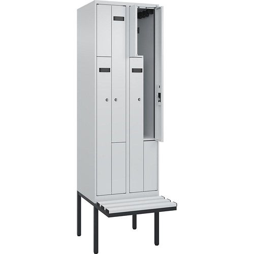 4068427098631 - Z-Spind Evolo PLUS Sitzbank 2 Abteile lichtgrau   lichtgrau B 600 mm Zylinderschloss mit auskragender Sitzbank Kunststoff kaiserkraft