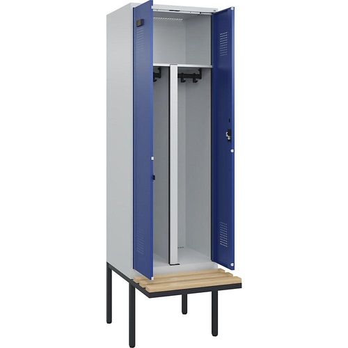 4068192262053 - Schwarz-Weiß-Spind Evolo PLUS Sitzbank 2 Abteile Trennwand verkürzt lichtgrau enzianblau B 600 mm Zylinderschloss mit auskragender Sitzbank Buche kaiserkraft 4068192262053 - Schwarz-Weiß-Spind Evolo PLUS Sitzbank 2 Abteile Trennwand verkürzt lichtgrau enzianblau B 600 mm Zylinderschloss mit auskragender Sitzbank Buche kaiserkraft