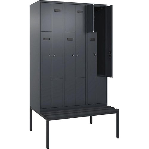 4068427112832 - Z-Spind Evolo PLUS Sitzbank 3 Abteile grau B 1200 mm Zylinderschloss mit untergebauter Sitzbank Kunststoff kaiserkraft