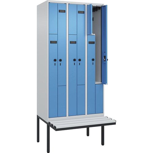 4068427100006 - Z-Spind Evolo PLUS Sitzbank 3 Abteile lichtgrau lichtblau B 900 mm Sicherheits-Drehriegel mit auskragender Sitzbank Kunststoff kaiserkraft 4068427100006 - Z-Spind Evolo PLUS Sitzbank 3 Abteile lichtgrau lichtblau B 900 mm Sicherheits-Drehriegel mit auskragender Sitzbank Kunststoff kaiserkraft