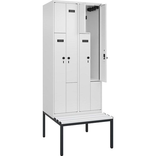 4068427110906 - Z-Spind Evolo PLUS Sitzbank 2 Abteile weiß B 800 mm Sicherheits-Drehriegel mit untergebauter Sitzbank Kunststoff kaiserkraft