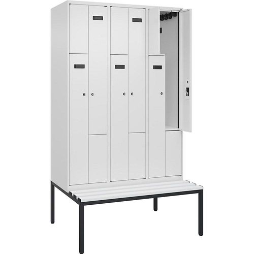 4068427112870 - Z-Spind Evolo PLUS Sitzbank 3 Abteile weiß B 1200 mm Zylinderschloss mit untergebauter Sitzbank Kunststoff kaiserkraft