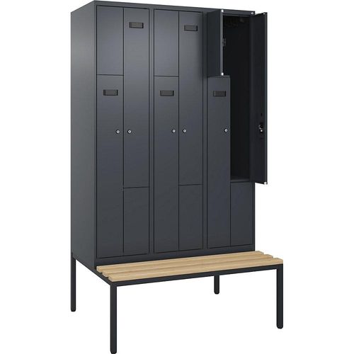 4068192988557 - Z-Spind Evolo PLUS Sitzbank 3 Abteile grau B 1200 mm Zylinderschloss mit untergebauter Sitzbank Buche kaiserkraft 4068192988557 - Z-Spind Evolo PLUS Sitzbank 3 Abteile grau B 1200 mm Zylinderschloss mit untergebauter Sitzbank Buche kaiserkraft