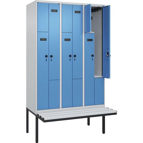 4068427100853 - Z-Spind Evolo PLUS Sitzbank 3 Abteile lichtgrau lichtblau B 1200 mm Sicherheits-Drehriegel mit auskragender Sitzbank Kunststoff kaiserkraft 4068427100853 - Z-Spind Evolo PLUS Sitzbank 3 Abteile lichtgrau lichtblau B 1200 mm Sicherheits-Drehriegel mit auskragender Sitzbank Kunststoff kaiserkraft