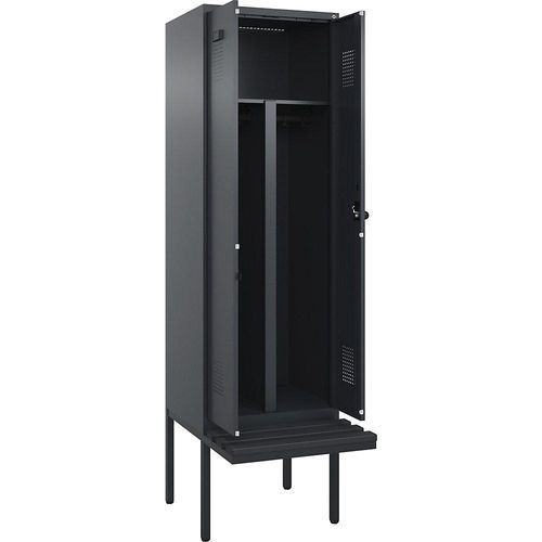 4068192369110 - Schwarz-Weiß-Spind Evolo PLUS Sitzbank 2 Abteile Trennwand verkürzt grau B 600 mm Sicherheits-Drehriegel mit auskragender Sitzbank Kunststoff kaiserkraft 4068192369110 - Schwarz-Weiß-Spind Evolo PLUS Sitzbank 2 Abteile Trennwand verkürzt grau B 600 mm Sicherheits-Drehriegel mit auskragender Sitzbank Kunststoff kaiserkraft