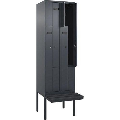 4068427098662 - Z-Spind Evolo PLUS Sitzbank 2 Abteile grau B 600 mm Zylinderschloss mit auskragender Sitzbank Kunststoff kaiserkraft